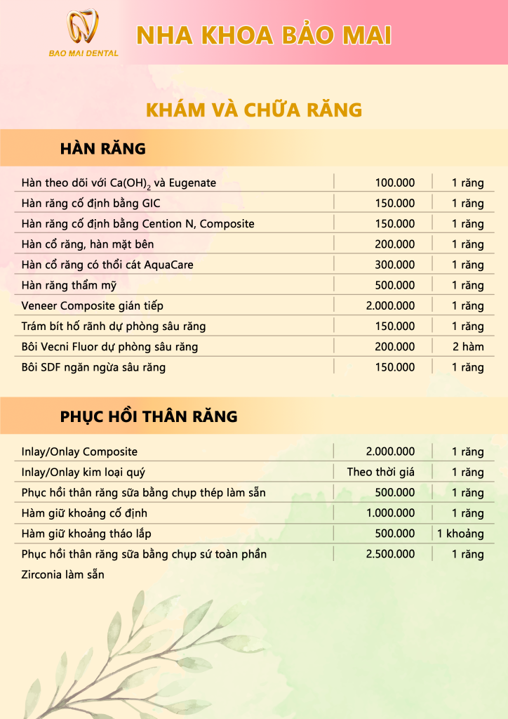 Giá trám răng bao nhiêu
